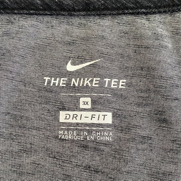 Nike- Black Dri-Fit Short Sleeve 3X Round-neck T-Shirt, Large Swoosh on Chest - Picture 3 of 5